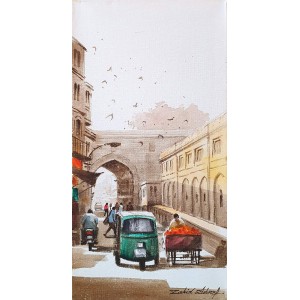 Zahid Ashraf, 08 x 16 inch, Acrylic on Canvas, Cityscape Painting, AC-ZHA-102